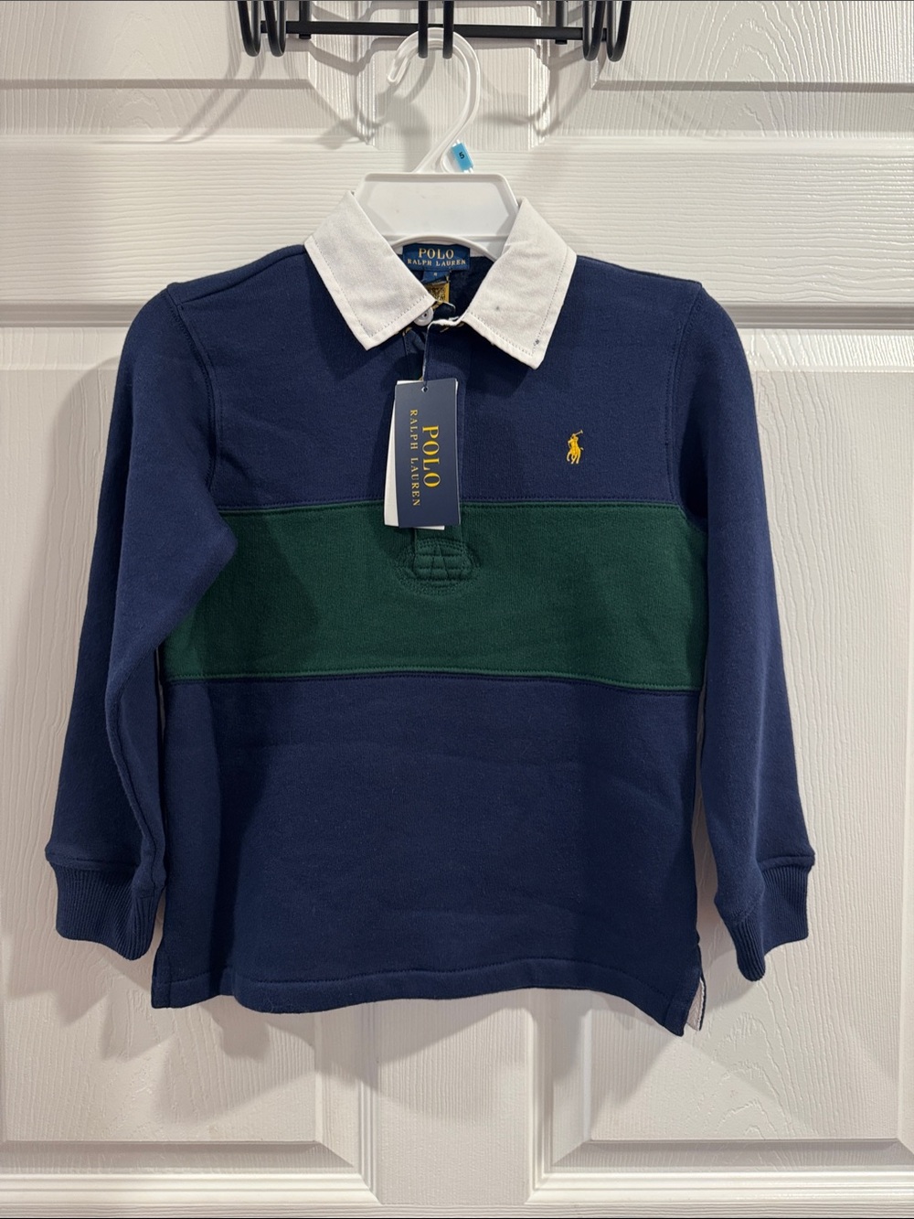 Polo by Ralph Lauren Navy, Green & White Rugby Polo Size 5